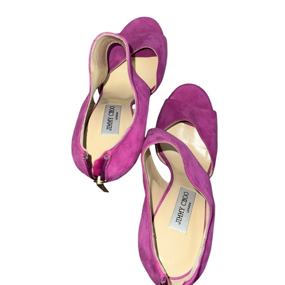 ✅Jimmy Choo Black Deerskin Suede Private Sandals in Fushia Size 42 - Picture 7 of 14